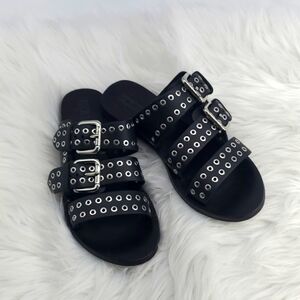 Sol Sana Leather Buckle Slide Sandal EU 36